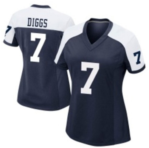 Women Cowboys #7 Trevon Diggs Thanksgiving Blue Vapor Limited Jersey