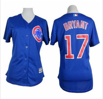 Women Cubs #17 Kris Bryant Blue Alternate Stitched Baseball Jersey