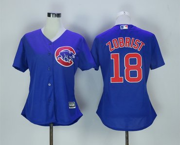 Women Cubs 18 Ben Zobrist Royal Women Cool Base Jersey