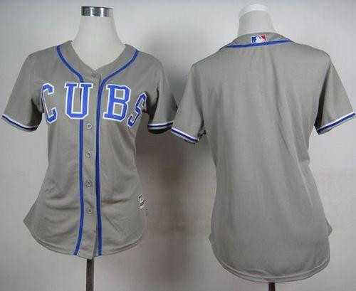 Women Cubs Blank Grey Alternate Road Stitched Baseball Jersey