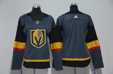 Women Custom Vegas Golden Knights Gray Jersey