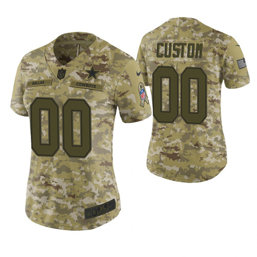 Women Dallas Cowboys Custom Camo 2018 Salute To Service Limited Jersey