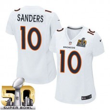 Women Denver Broncos #10 Emmanuel Sanders White Super Bowl 50 Game Event Jersey