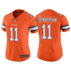Women Denver Broncos #11 Carlos Henderson Orange Vapor Untouchable Color Rush Limited Jersey