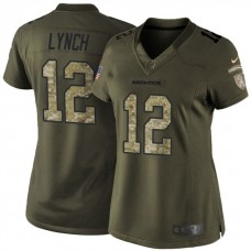 Women Denver Broncos #12 Paxton Lynch Green Salute To Service Limited Jersey