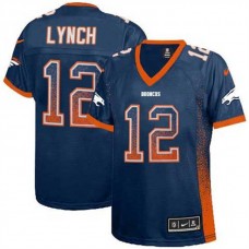 Women Denver Broncos #12 Paxton Lynch Navy Blue Drift Fashion Jersey
