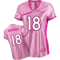 Women Denver Broncos #18 Peyton Manning Be Luv'd Pink Jersey