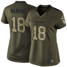 Women Denver Broncos #18 Peyton Manning Green Camo Salute To Service Limited Jersey