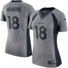 Women Denver Broncos #18 Peyton Manning Gridiron Gray Limited Jersey