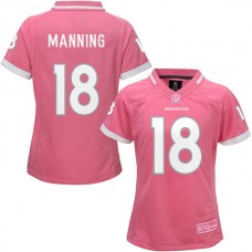 Women Denver Broncos #18 Peyton Manning Pink Bubble Gum Jersey