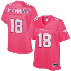 Women Denver Broncos #18 Peyton Manning Pro Line Pink Jersey