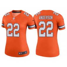 Women Denver Broncos #22 CJ Anderson Orange Color Rush Legend Jersey
