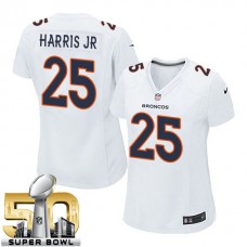 Women Denver Broncos #25 Chris Harris JR White Super Bowl 50 Game Event Jersey