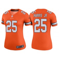 Women Denver Broncos #25 Chris Harris Jr Orange Color Rush Legend Jersey