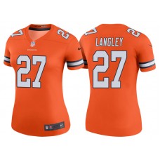 Women Denver Broncos #27 Brendan Langley Orange Color Rush Legend Jersey