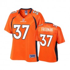 Women Denver Broncos #37 Royce Freeman Orange 2018 Draft Player Jersey