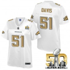 Women Denver Broncos #51 Todd Davis White 2016 Super Bowl 50th Pro Line Fashion Jersey