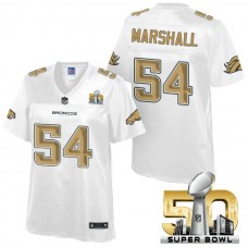 Women Denver Broncos #54 Brandon Marshall White 2016 Super Bowl 50th Pro Line Fashion Jersey