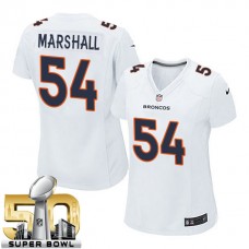 Women Denver Broncos #54 Brandon Marshall White Super Bowl 50 Game Event Jersey