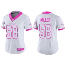 Women Denver Broncos #58 Von Miller White Pink Rush Fashion Jersey