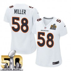 Women Denver Broncos #58 Von Miller White Super Bowl 50 Game Event Jersey
