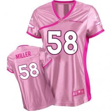 Women Denver Broncos #58 Von MillerBe Luv'd Pink Jersey