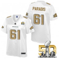 Women Denver Broncos #61 Matt Paradis White 2016 Super Bowl 50th Pro Line Fashion Jersey