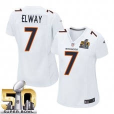 Women Denver Broncos #7 John Elway White Super Bowl 50 Game Event Jersey