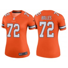 Women Denver Broncos #72 Garett Bolles Orange Color Rush Legend Jersey