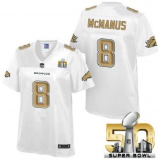 Women Denver Broncos #8 Brandon McManus White 2016 Super Bowl 50th Pro Line Fashion Jersey