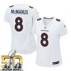 Women Denver Broncos #8 Brandon Mcmanus White Super Bowl 50 Game Event Jersey