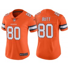 Women Denver Broncos #80 Jake Butt Orange Vapor Untouchable Color Rush Limited Jersey