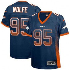 Women Denver Broncos #95 Derek Wolfe Navy Blue Drift Fashion Jersey