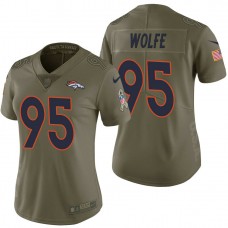 Women Denver Broncos #95 Derek Wolfe Olive 2017 Salute to Service Limited Jersey