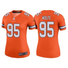 Women Denver Broncos #95 Derek Wolfe Orange Color Rush Legend Jersey