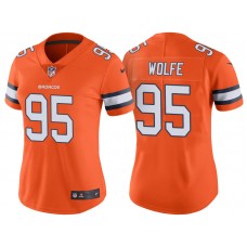 Women Denver Broncos #95 Derek Wolfe Orange Color Rush Limited Jersey