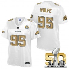 Women Denver Broncos #95 Derek Wolfe White 2016 Super Bowl 50th Pro Line Fashion Jersey