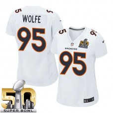 Women Denver Broncos #95 Derek Wolfe White Super Bowl 50 Game Event Jersey