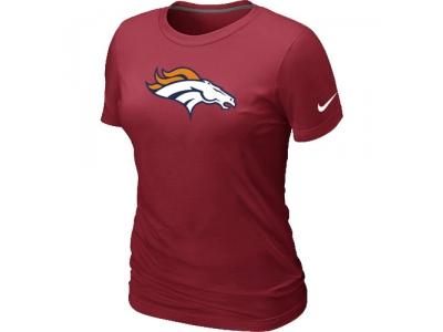 Women Denver Broncos Red Logo T-Shirt