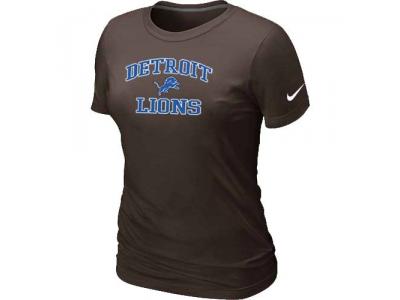 Women Detroit Lions Heart & Soul Brown T-Shirt