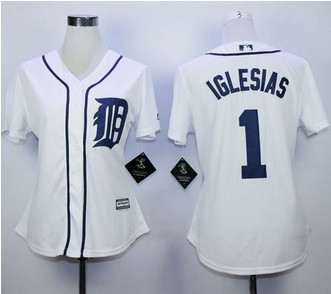 Women Detroit Tigers #1 Jose Iglesias White Home Stitched MLB Jersey