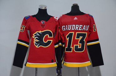 Women Flames 13 Johnny Gaudreau Red Women Adidas Jersey