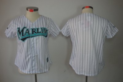 Women Florida Marlins blank White jersey(Black strip)