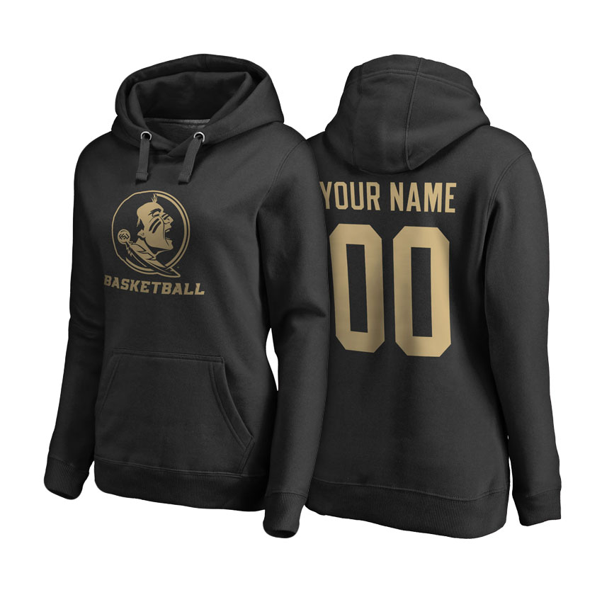 Women Florida State Seminoles Black Custom Name And Number Basketball Hoodie