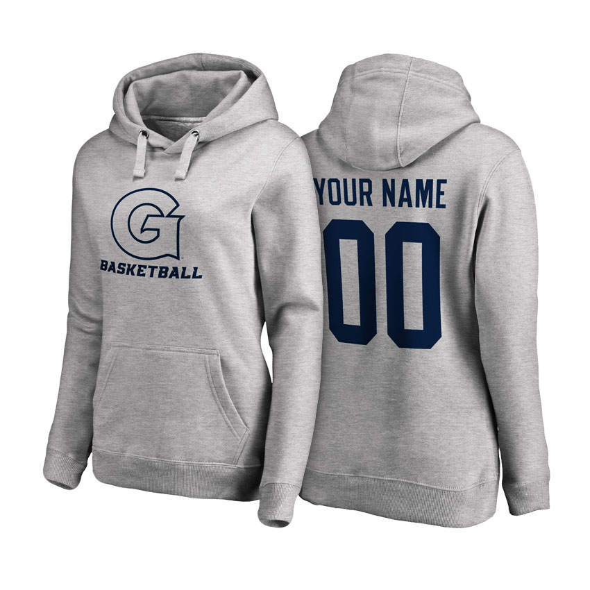 Women Georgetown Hoyas Heathered Gray Custom Name And Number Basketball Hoodie
