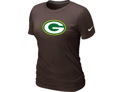 Women Green Bay Packers Brown Logo T-Shirt
