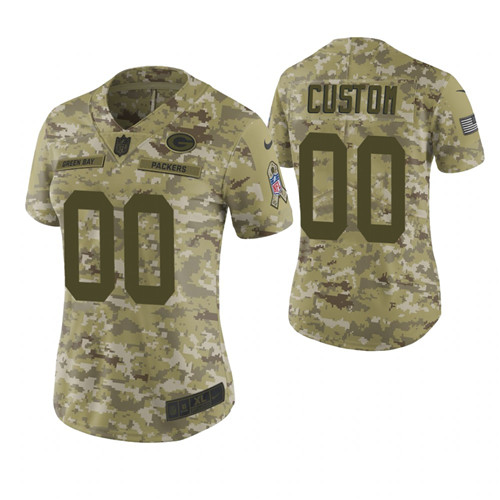 Women Green Bay Packers Custom Camo 2018 Salute To Service Limited Jersey