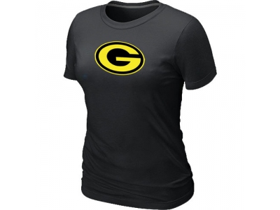 Women Green Bay Packers Neon Logo Charcoal Black T-shirt