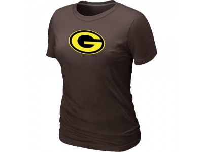 Women Green Bay Packers Neon Logo Charcoal Brown T-shirt