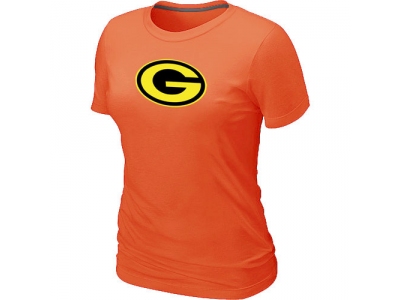 Women Green Bay Packers Neon Logo Charcoal Orange T-shirt